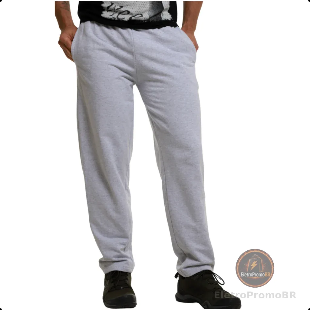 Calça Moletom Masculina/Feminina Térmica com 3 Bolsos | Cós com Elástico e Cordão Ajustável-Algodão