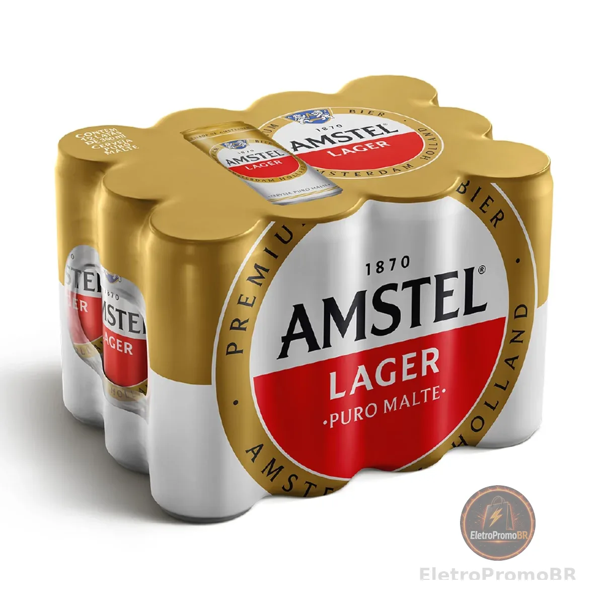 Amstel Cerveja Lager Puro Malte, Lata 350ml, Pack 12 Unidades