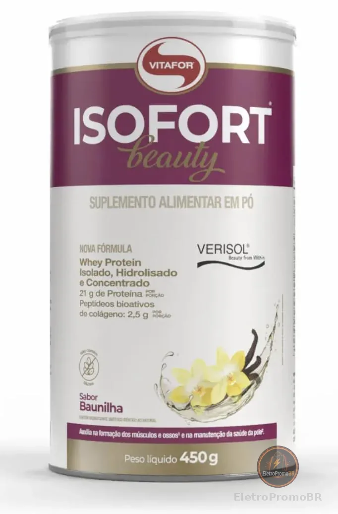 Isofort Beauty Whey Protein (Isolado, Hidrolisado e Concentrado) + Colágeno Verisol 450G Baunilha, Vitafor