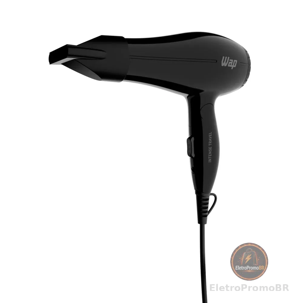WAP Secador de Cabelo Intense Travel Bivolt Chaveado WS1300 Com Cabo Dobrável e Bic0 Concentrador