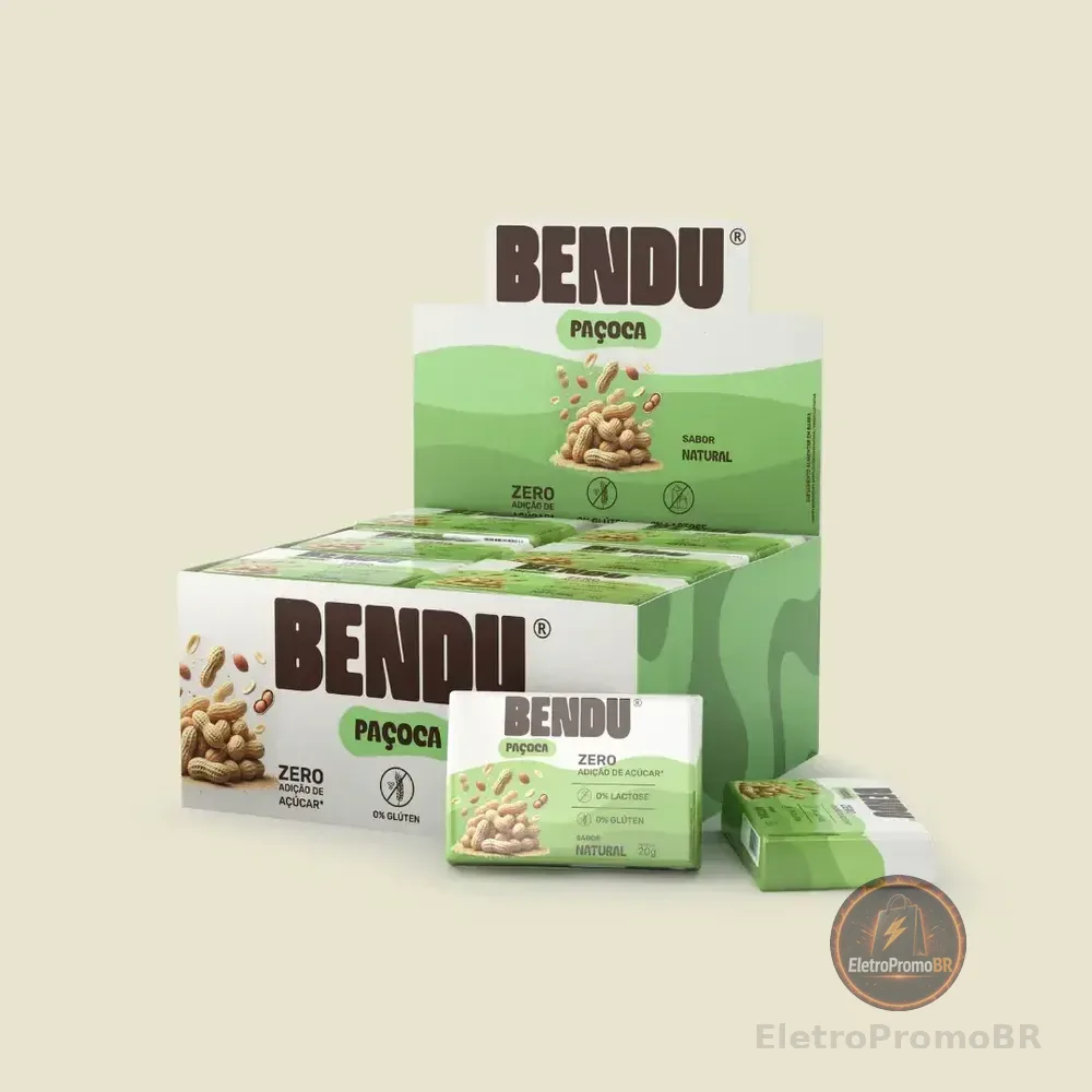 Paçoca Zero Açúcar 24 Unidades Bendu Sabor Natural