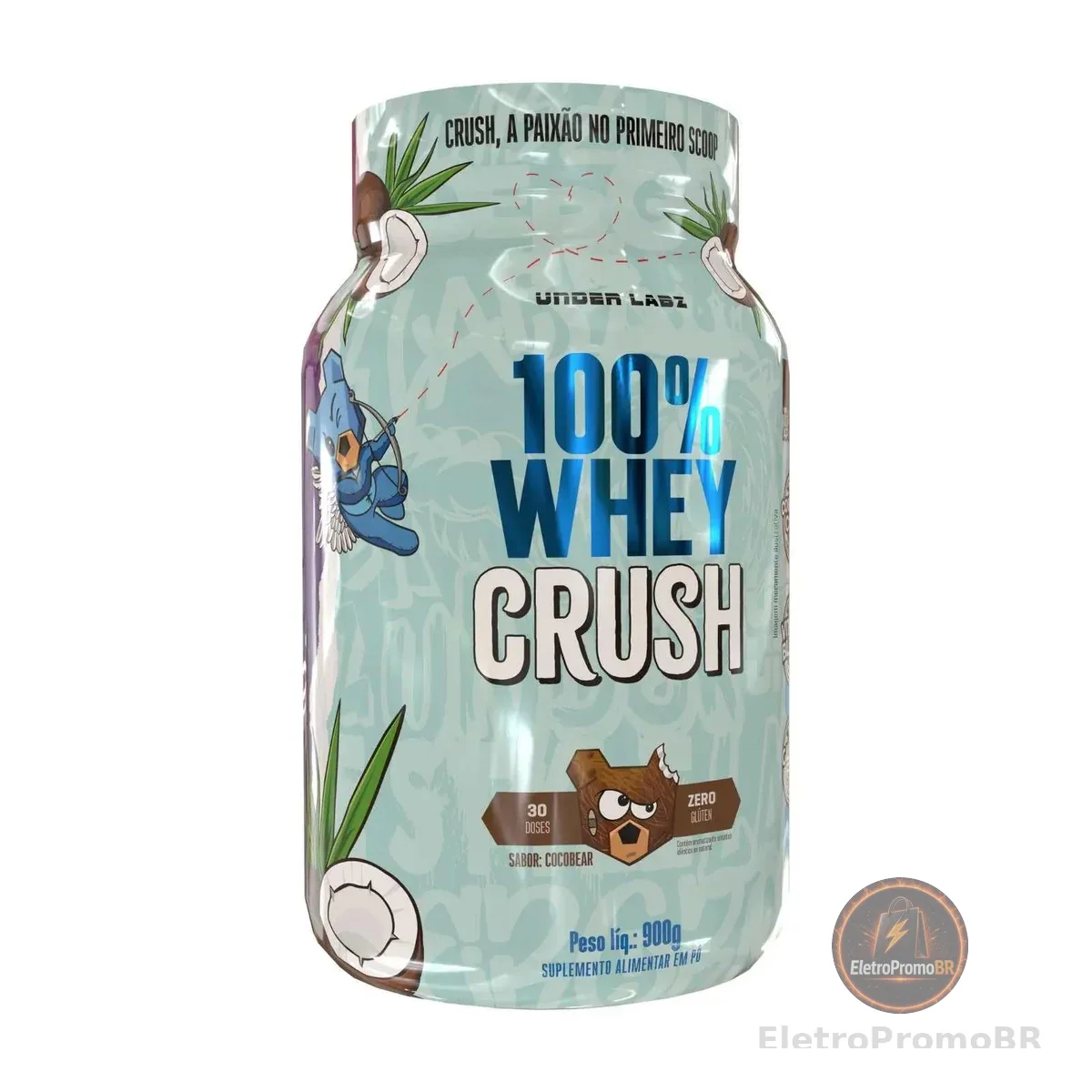 100% Whey Crush (900g) – Concentrado com Coenzima Q10 e Blend de Vitaminas | Suporte Muscular, Energia Diária e Nutrição Completa - Cocobear – 30 Porções