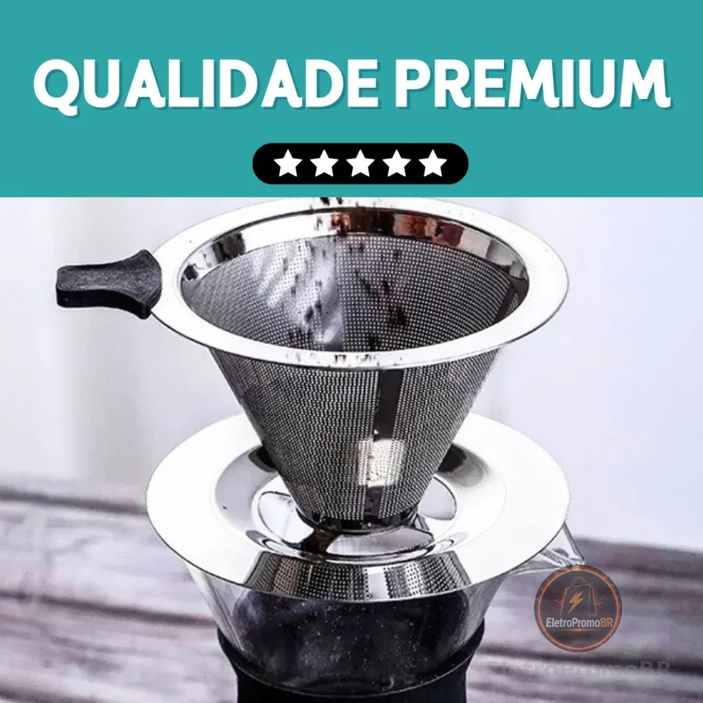 Filtro Coador De Café Inox 103/102/101 - Com Pegador em Silicone - Peneira Aço Reutilizável  - CH