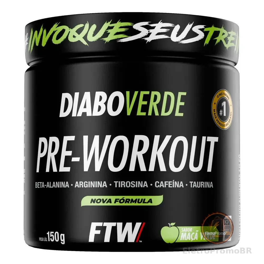 Pré Treino Pre Workout Diabo Verde Pote 150g Sabor Maça Verde Ftw