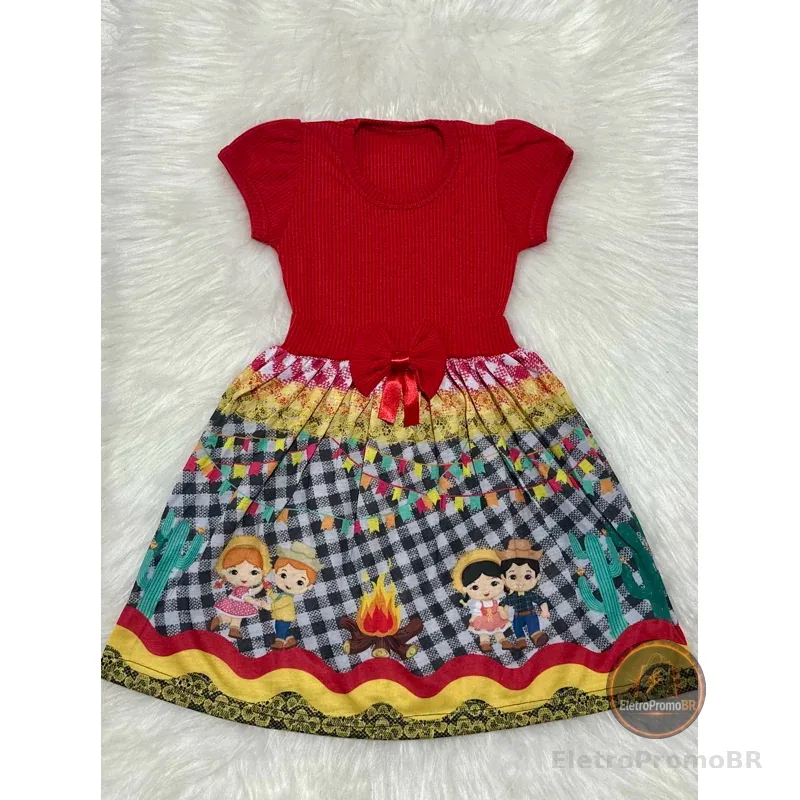 Vestido Temático Festa Caipira Infantil de Menina