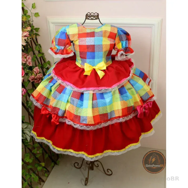 Vestido Festa Junina Julina Quadrilha Infantil Caipira.
