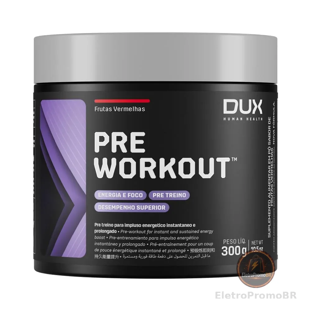 DUX Pré Treino Bifásico Pre Workout Original Sabor Maçã Verde 300G Dux Nutrition