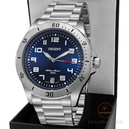 Relogio Orient Masculino Analogico Prateado Mbss1155a D2sx Azul-escuro