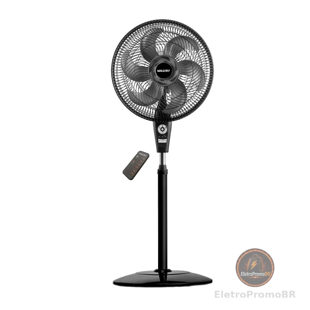 Ventilador de Coluna Mallory Air Timer TS+ Com Controle Remoto 126W, Silencioso, Com Hélice de 6 pás, Auto desligamento programável de até 7 horas - PR-GR - 127V