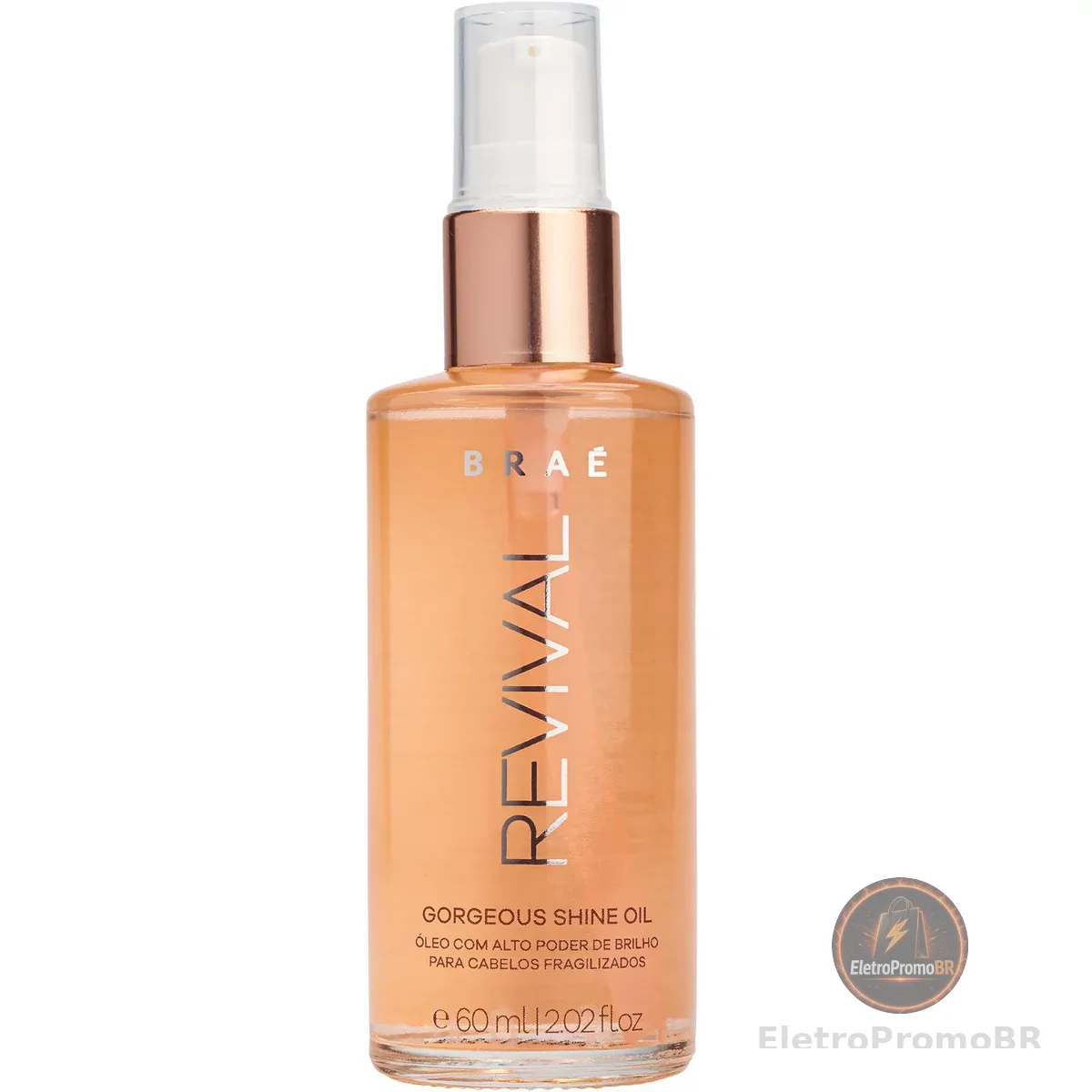 Óleo Capilar Reparador Braé Gorgeous Shine Oil Revival 60ml - Brilho Intenso, Anti-Frizz e Maciez - Tratamento Leve