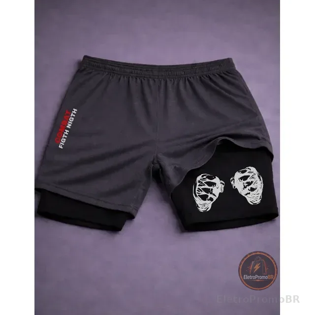 Short Compressão 2 Em 1 Dry-fit Fight Moda Luta Gym Academia