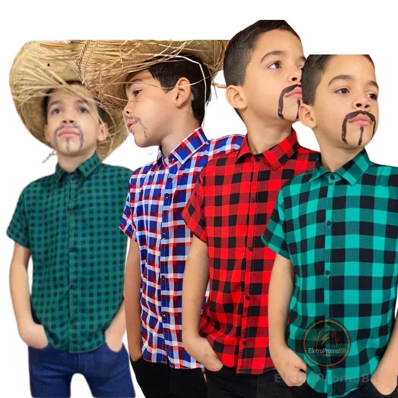 Camisa Infantil  Xadrez Viscolino caipira diversas cores