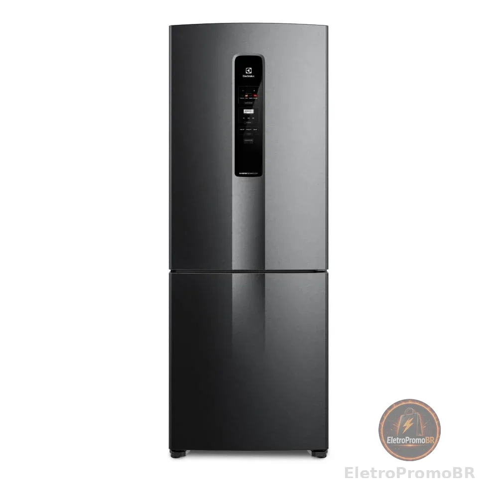 Geladeira Electrolux Frost Free 490L Efficient com AutoSense Inverse Black Inox Look (IB7B) 127 V