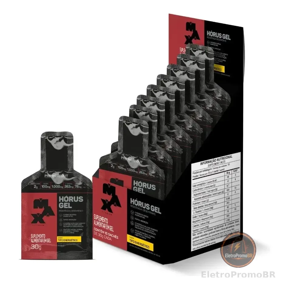 Pré Treino Horus Gel -com 10 Sachês De 30g Max Titanium Energético