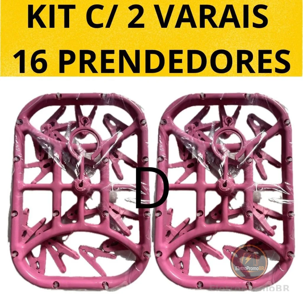 Kit 2 Varais ROSA Calcinha Cueca Meias Com 16 prendedores Cores Sortidas