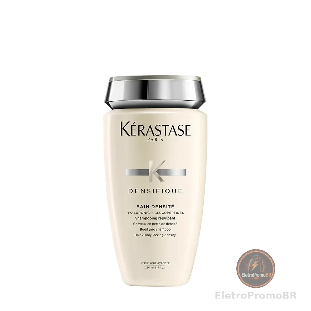 Kérastase Densifique Bain Densité Shampoo, Para Cabelos Finos e Ralos, Aporta Densidade e Volume, com Ácido Hialurônico e Ceramidas, 250ml