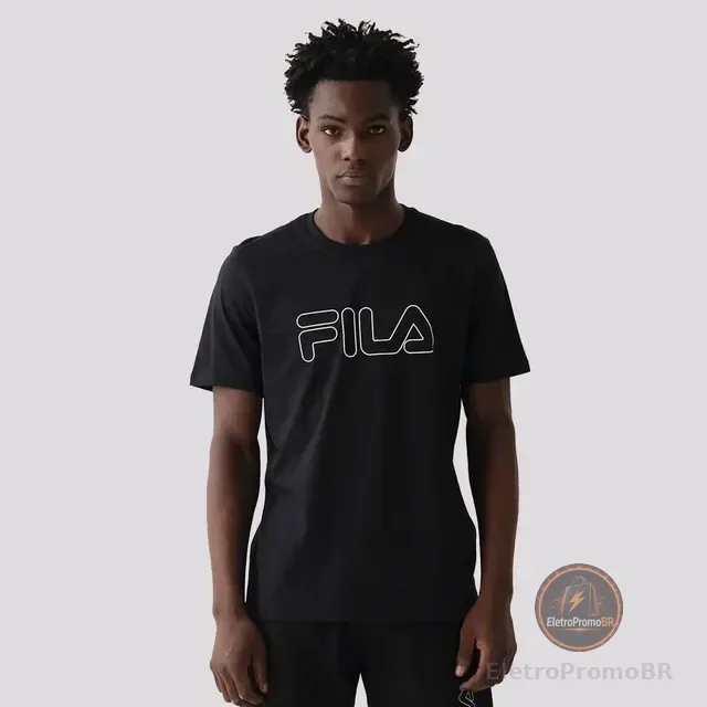 Camiseta Fila Regular Letter Outline Preto