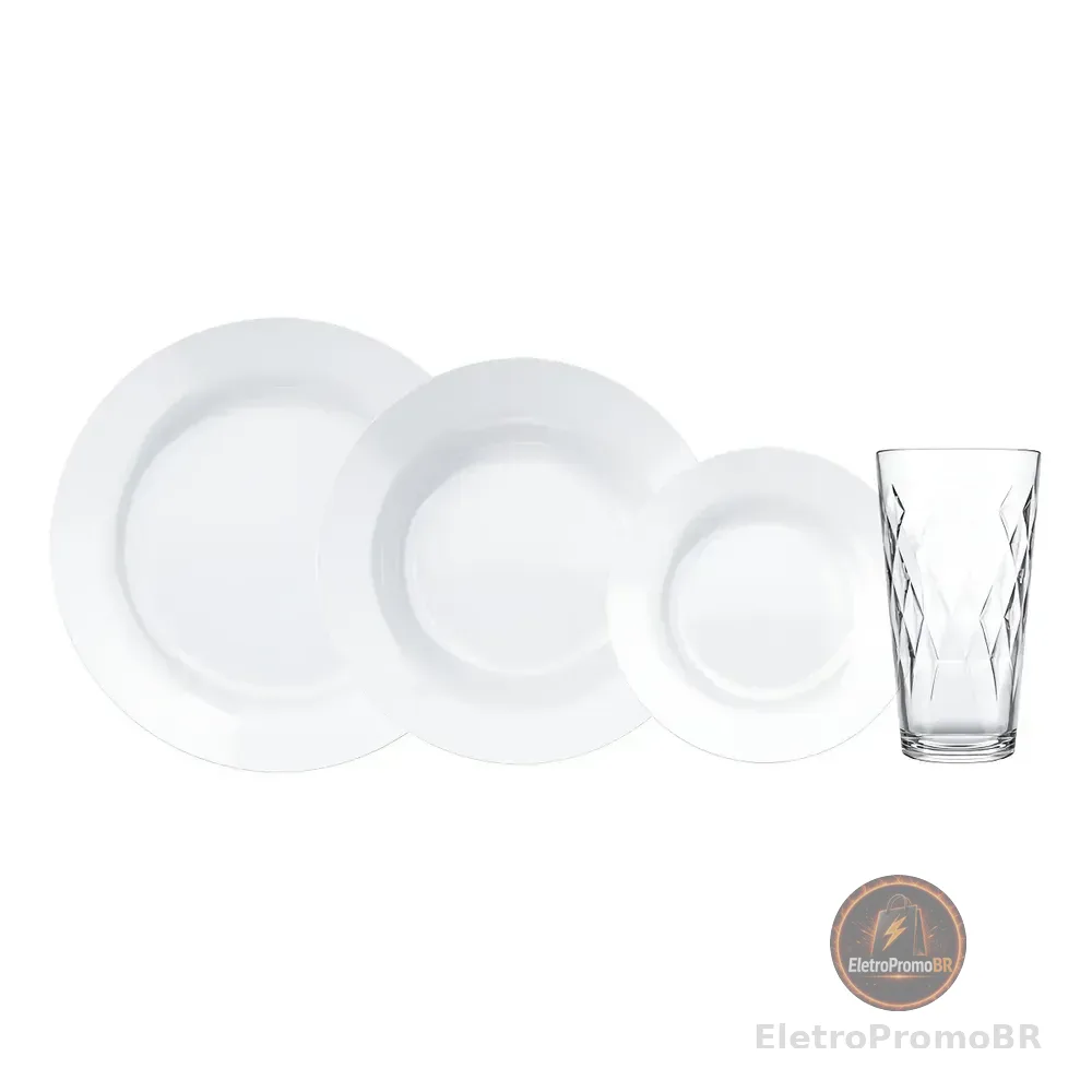 Aparelho De Jantar 16 Peças Duralex Menu Branco/incolor