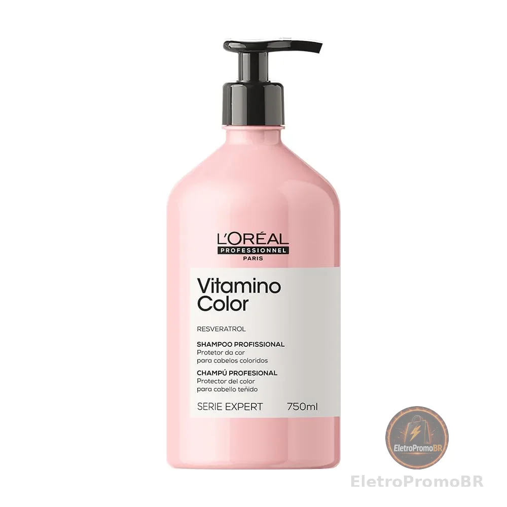 L'Oréal Professionnel Shampoo Vitamino Color, Protege e Preserva a Cor do Cabelo, Previne Danos, Adiciona Luminosidades aos Fios, 750ml