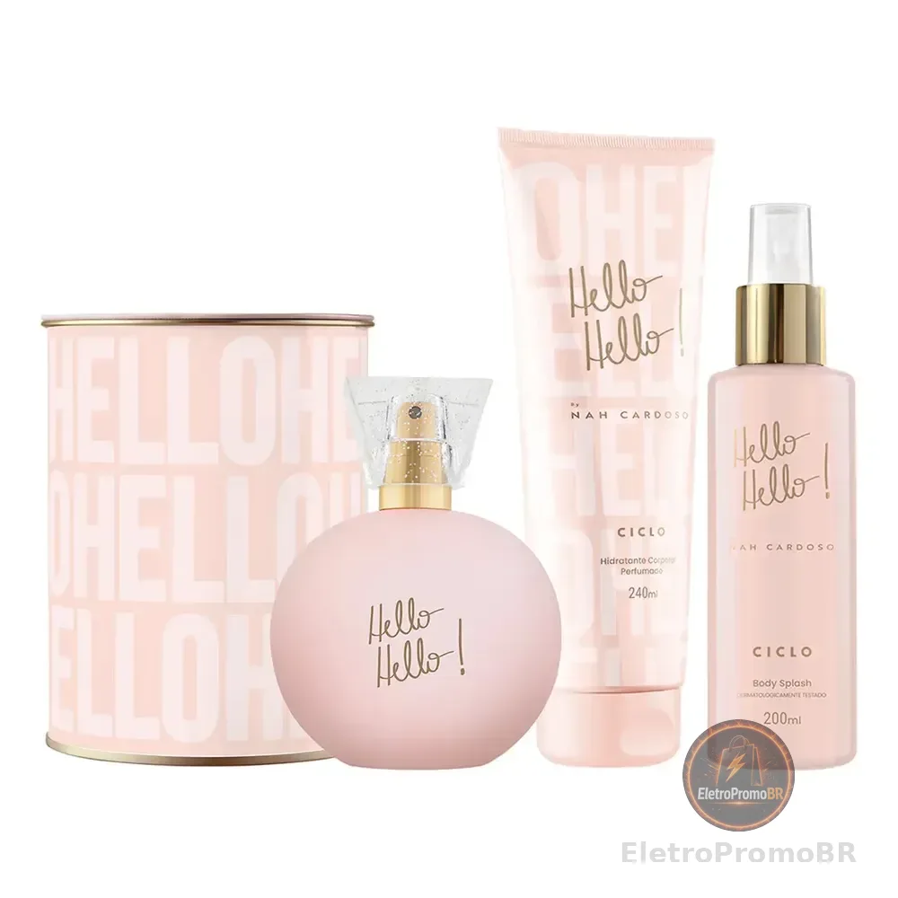 Hello Hello Ciclo Cosméticos Kit: Hello Hello Deo Colônia Lata + Hello Hello Hidratante + Hello Hello Body Splash