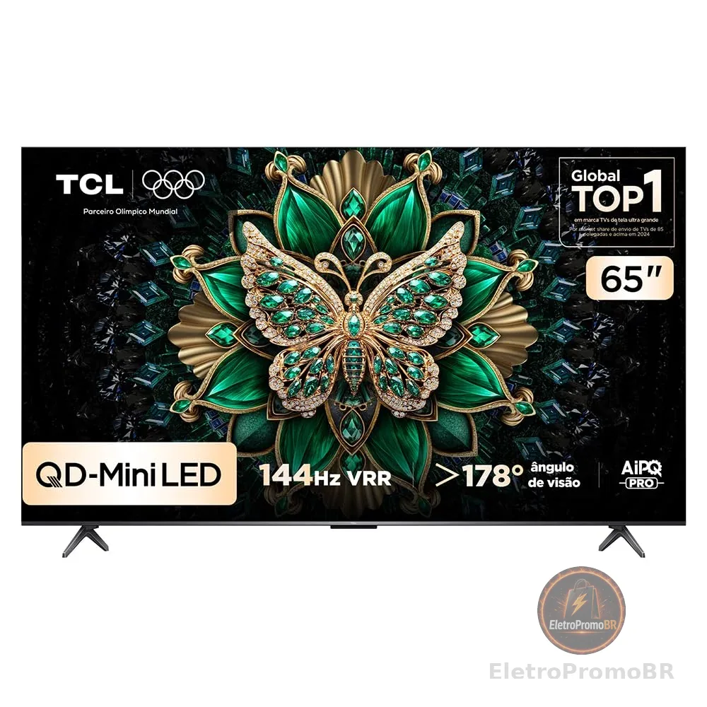 Smart TV TCL 65 Polegadas QLED Mini LED 4K C6K WiFi Bluetooth Google TV 4 HDMI 144Hz HDR10+ 65C6K