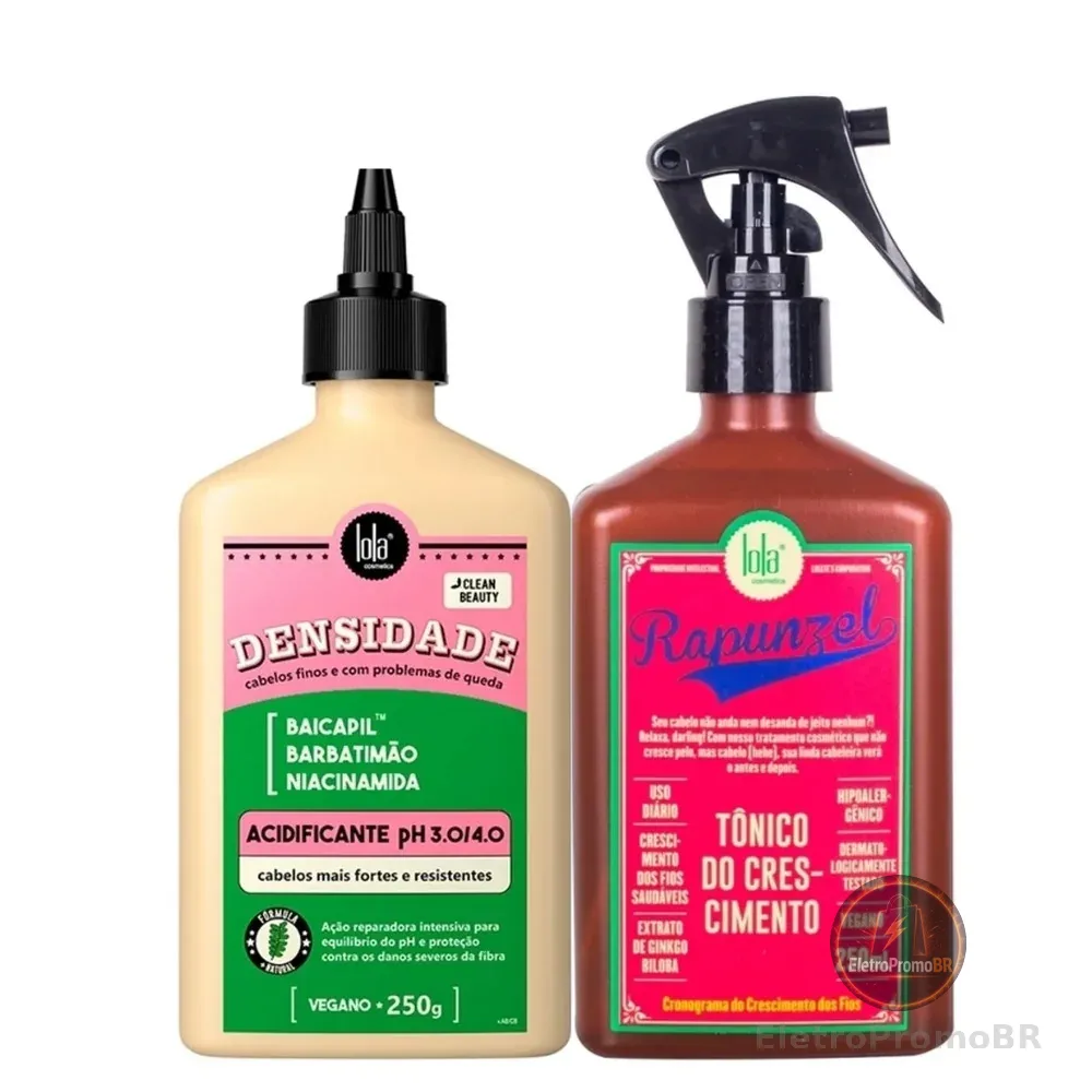 Kit Tônico de Crescimento Rapunzel e Acidificante Densidade - Lola Cosmetics