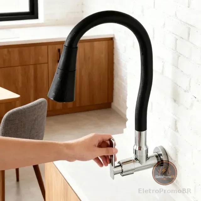 Torneira De Cozinha Clássica Flexível Para Bancada Ou Parede