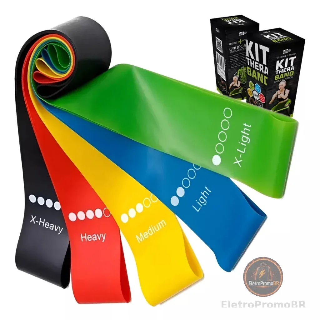 Kit 5 Elástico para Exercícios Original  Mini Band Elástico de Exercício Crossfit Fisioterapía