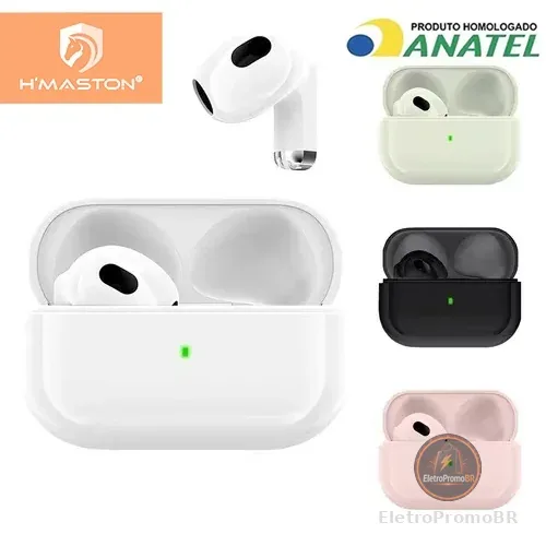 H'maston RS-15 Fone De Ouvido Bluetooth 5.3 TWS Sem Fio com Microfone e Alto-Falantes de 13mm