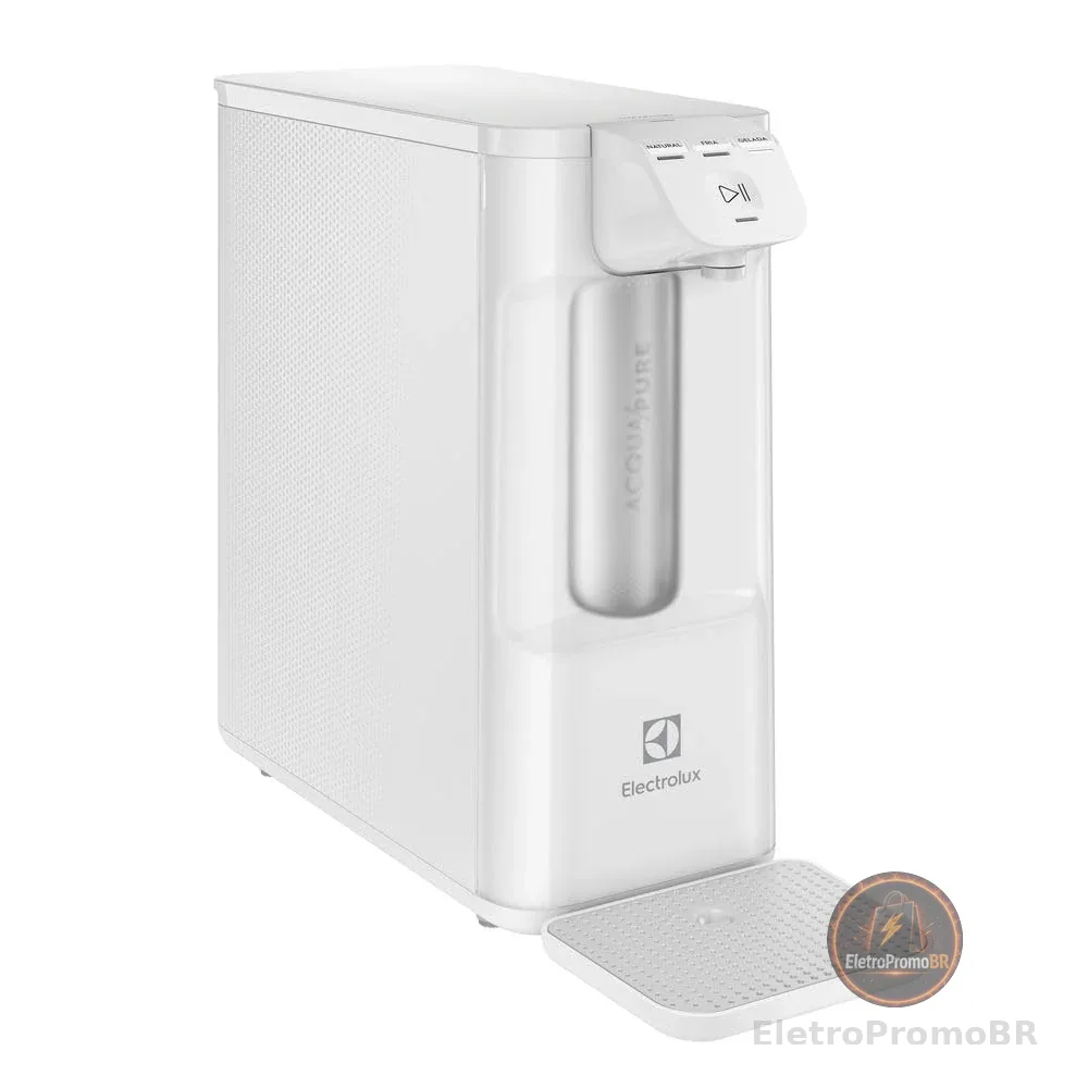 Electrolux Purificador de Água Gelada Fria e Natural Elétrico Compacto Eletronico placa Filtro refil 6 meses ou 3000l Painel Touch Bivolt branco PE12B