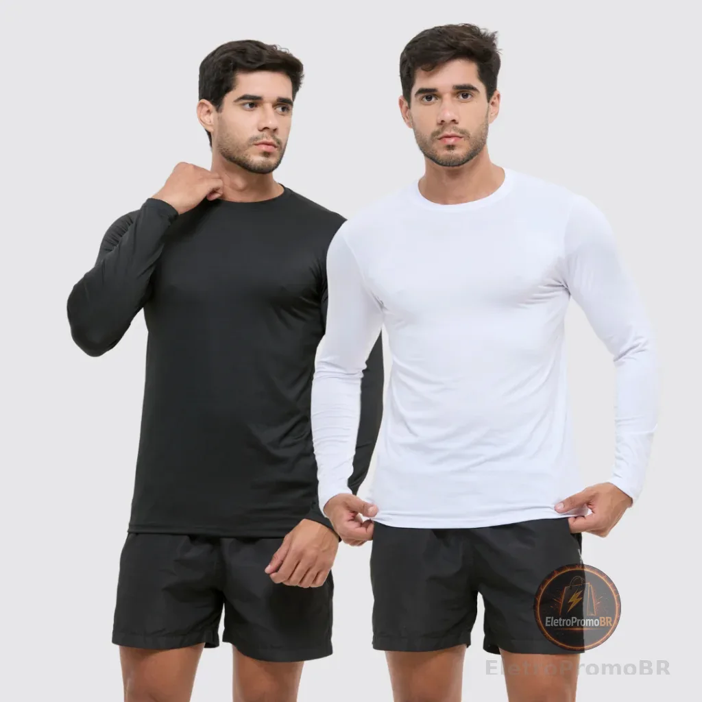Kit 2 camisa termica masculina blusa uv masculino segunda pele com proteção solar 50+