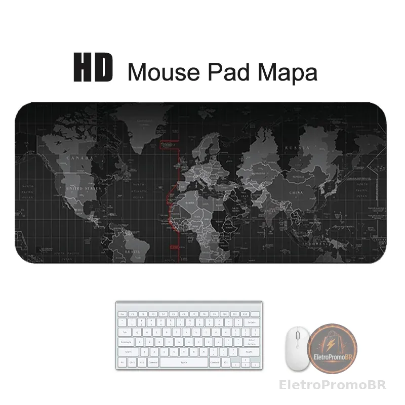 80 x 30cm Tapete De Mouse Grande Antiderrapante De Mapa Do Mundo Espesso 90x40cm