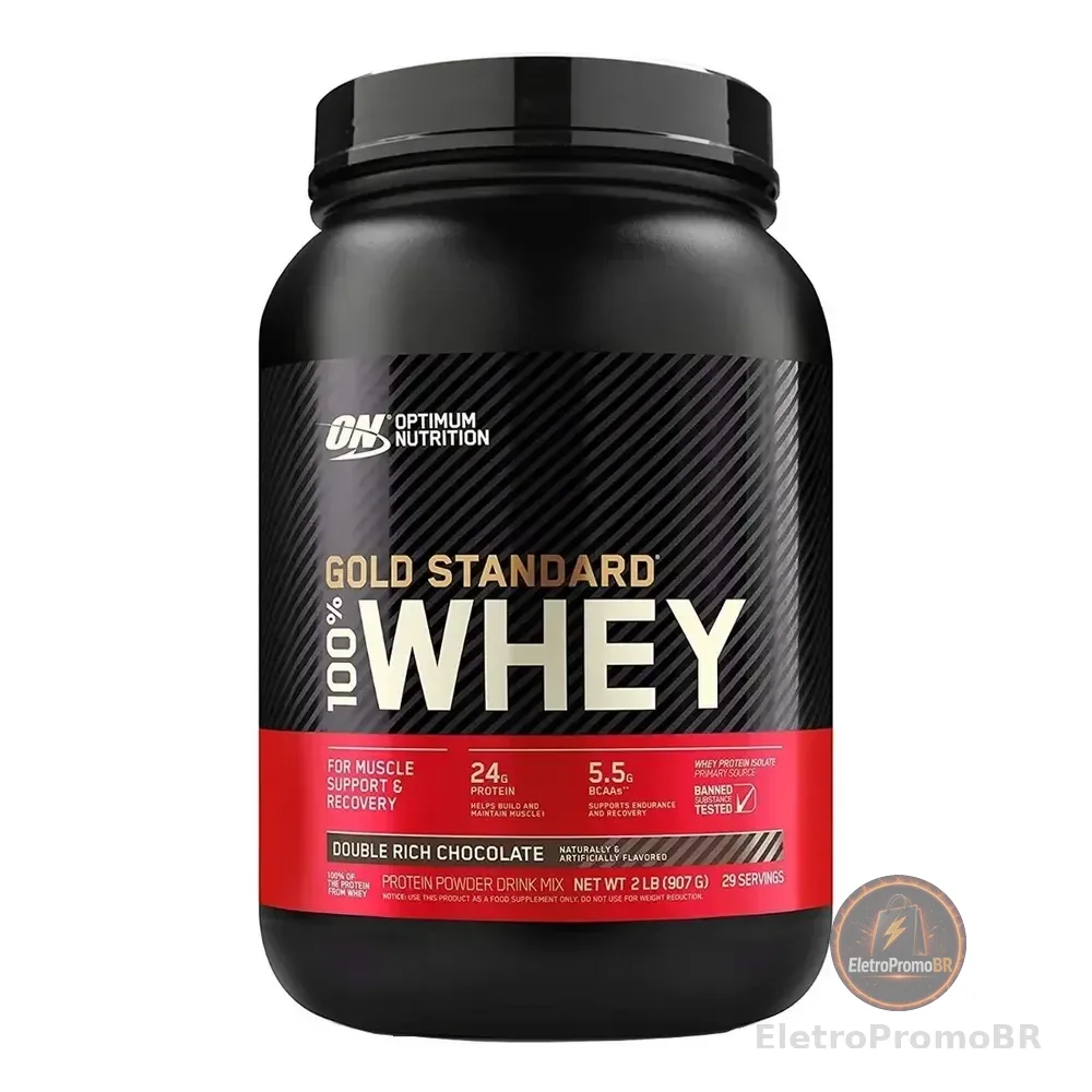 Suplemento Em Pó Optimum Nutrition Proteína Gold Standard 100% Whey Sabor Double Rich Chocolate Em Pote De 907g Double Rich Chocolate