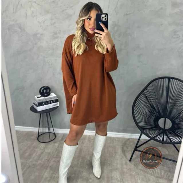 Vestido Poncho Feminino Lanzinha Gola Alta Manga Longa Inverno blusa frio moda junina presente