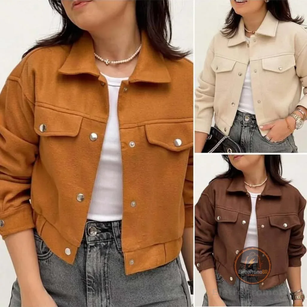 Jaqueta Feminina Casaco para Inverno Lã Batida Abrigo agasalho blazer frio Moda Premium Slim