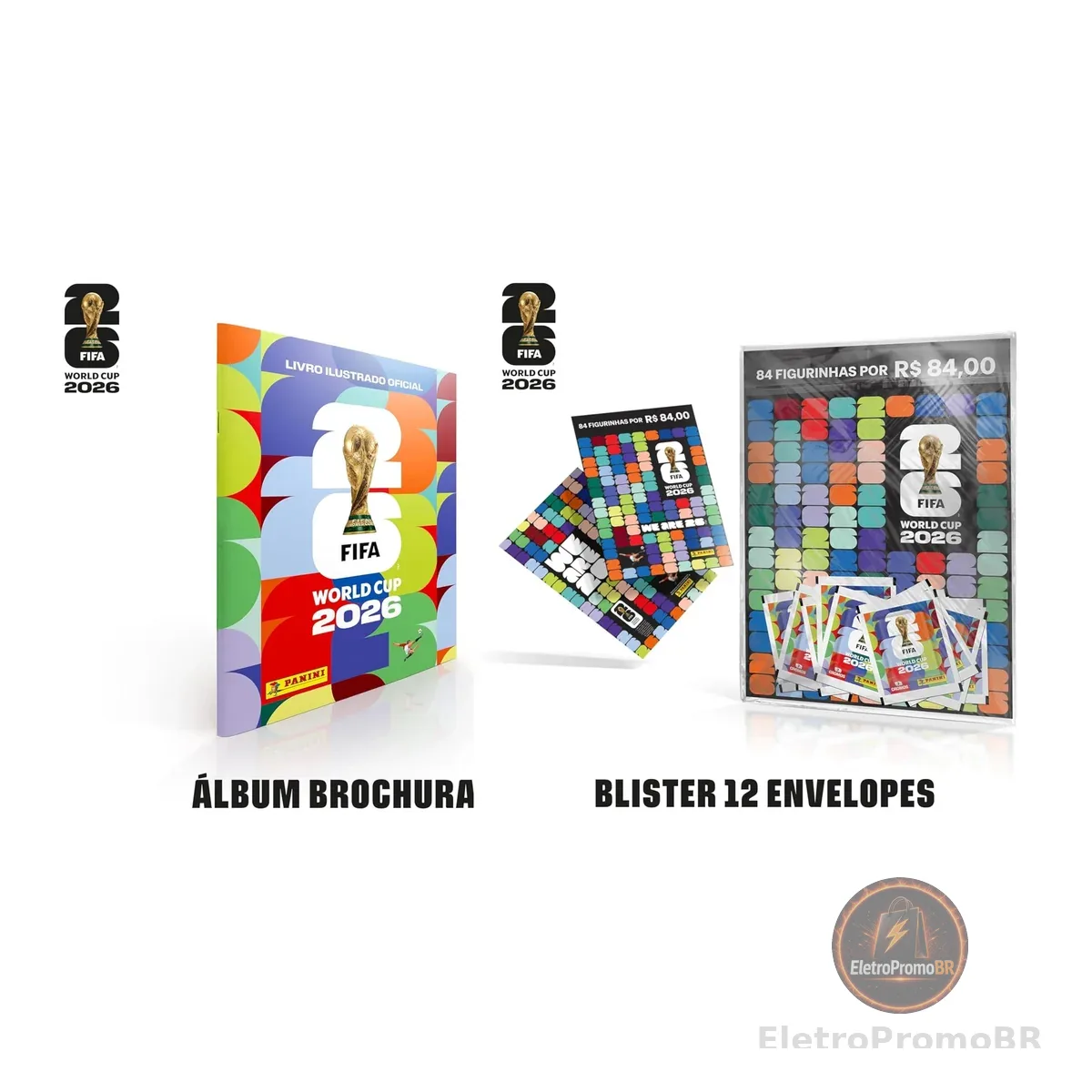 Kit Álbum Brochura + 12 Envelopes de Figurinhas Copa do Mundo da FIFA 2026™