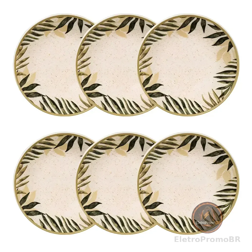 Jogo De 6 Pratos Fundos 20,5 Cm Oxford Unni Tropicano Multicor Florido