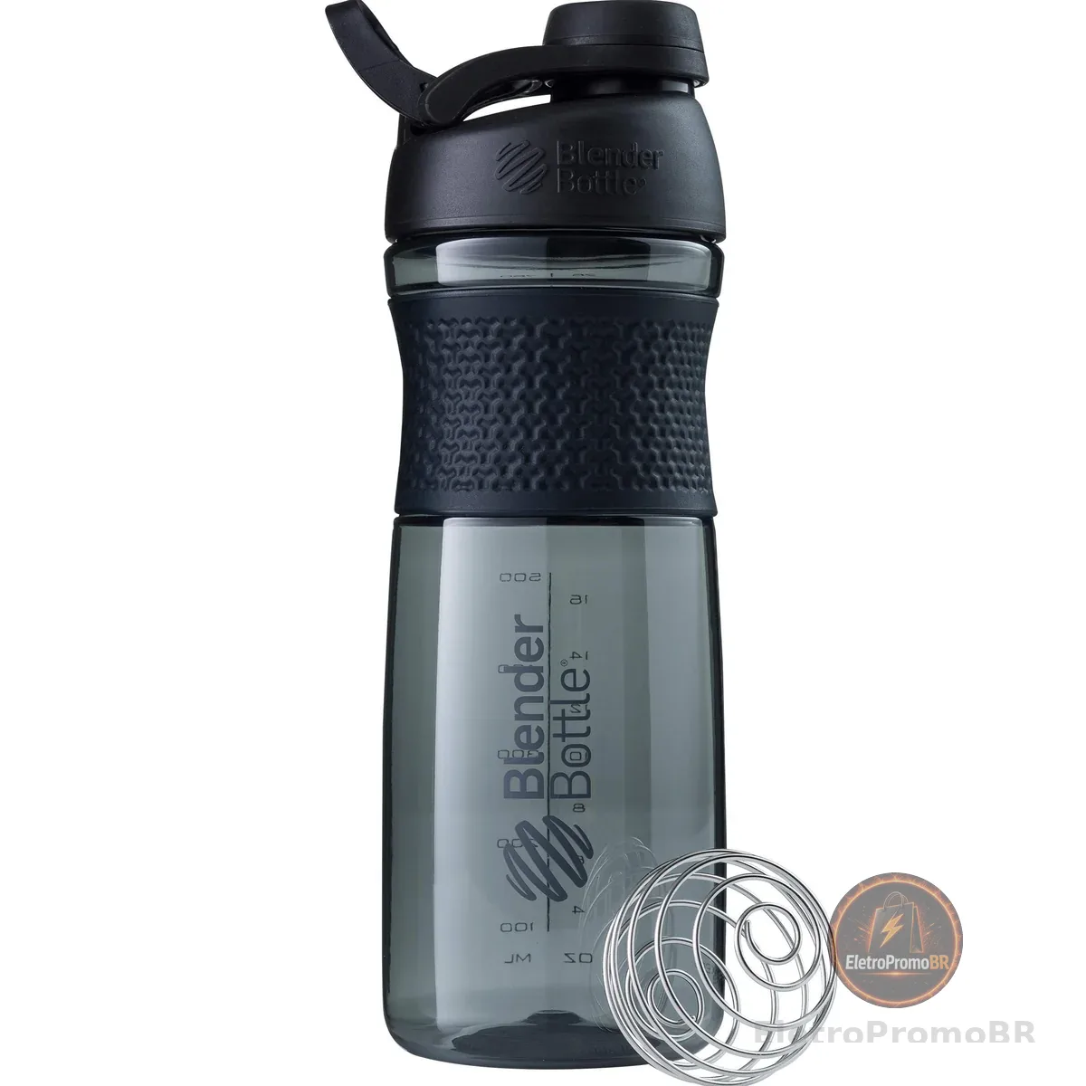 Garrafa misturadora SportMixer da BlenderBottle perfeita para shakes de proteína e pré-treino, 793 g, preta