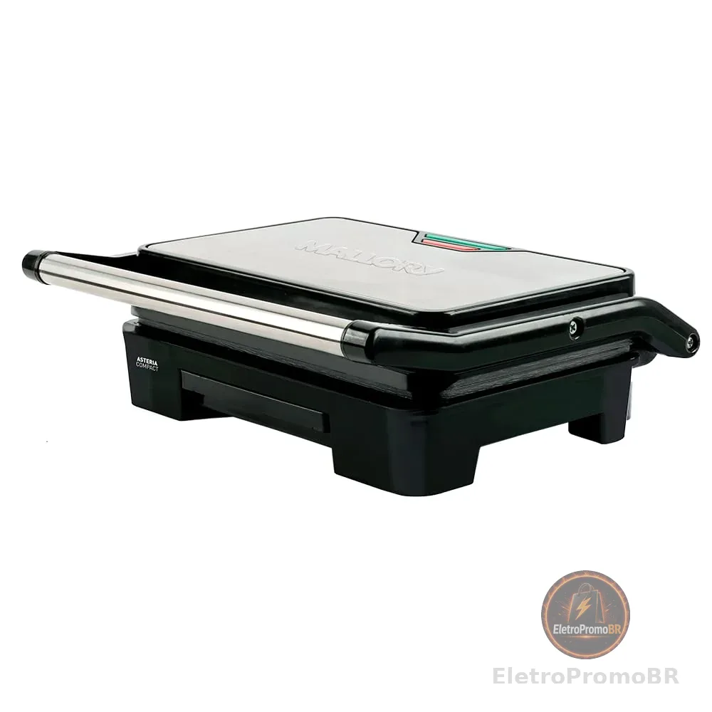 Grill Asteria Compact Mallory Grill multifunção, Luzes indicadoras de funcionamento, Alça com toque-frio e Trava de segurança 127V