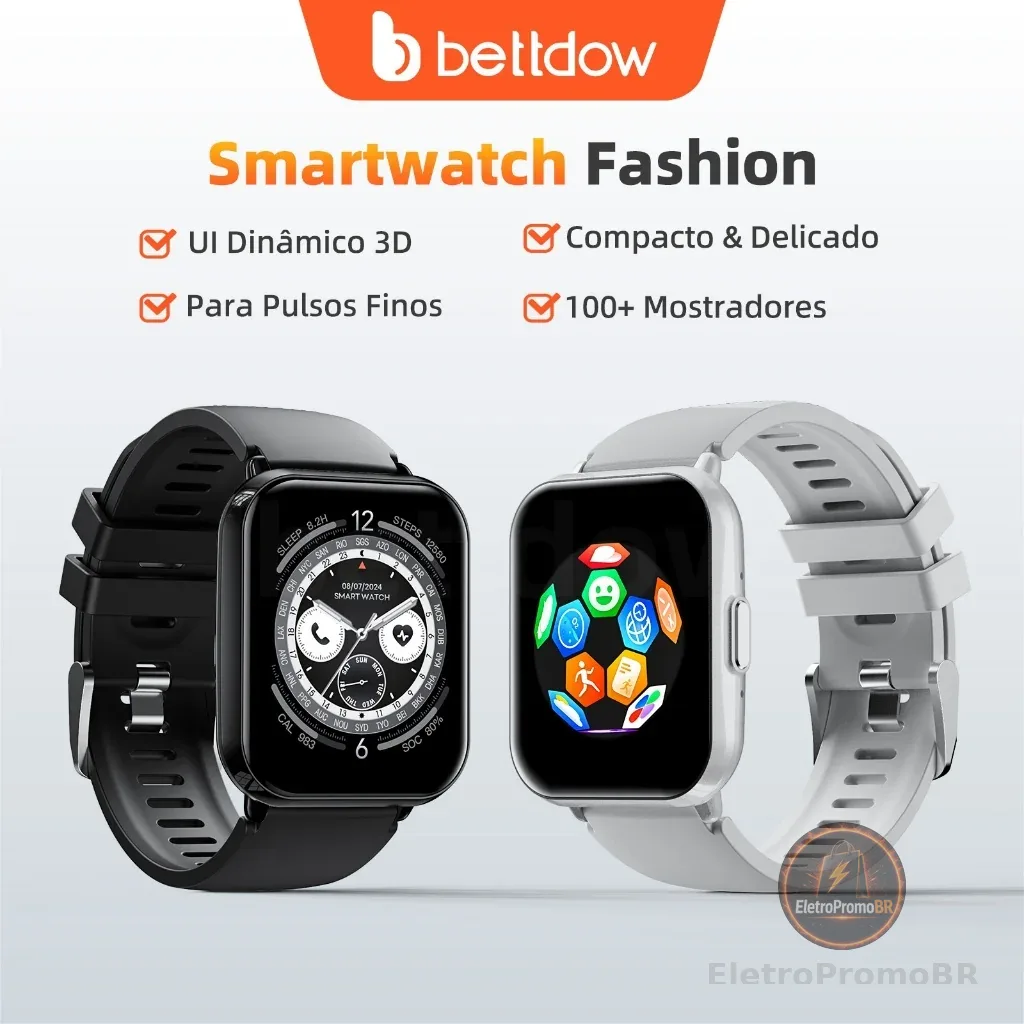 BETTDOW Relógio inteligente  Tela cheia Rastreador de fitness sensível ao toque IP68 À prova d'água Suporta dados GPS do