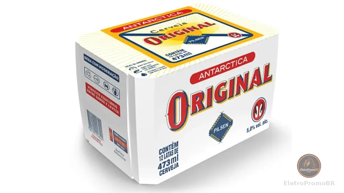 Pack Cerveja Original Antarctica, Lata, 473ml, Caixa 12 unidades