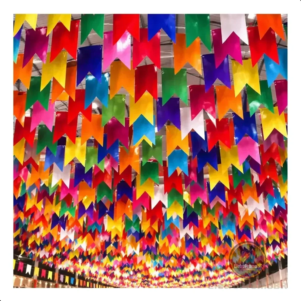 200 Metros Bandeirinhas Festa Junina Arraiá São João Bandeirolas Coloridas Para Decoração Interna Enfeite De Festa Junina E Arraiá Completo Colorido Liso
