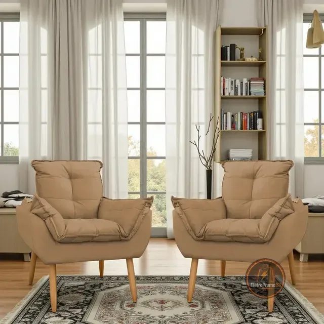 Kit 2 Poltronas Decorativa Opala Para Quarto Sala De Estar