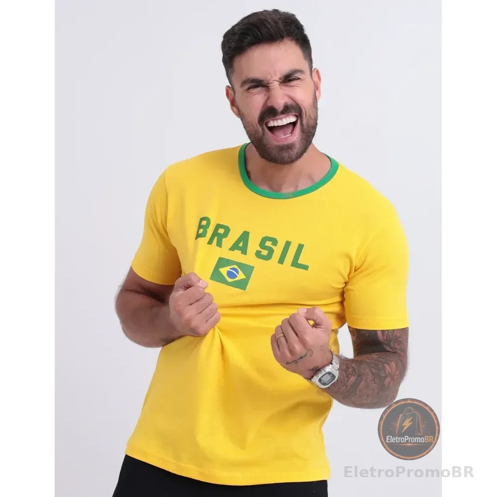 Camiseta Do Brasil Masculina Camisa Copa 2026 Amarela Verde Amarelo G