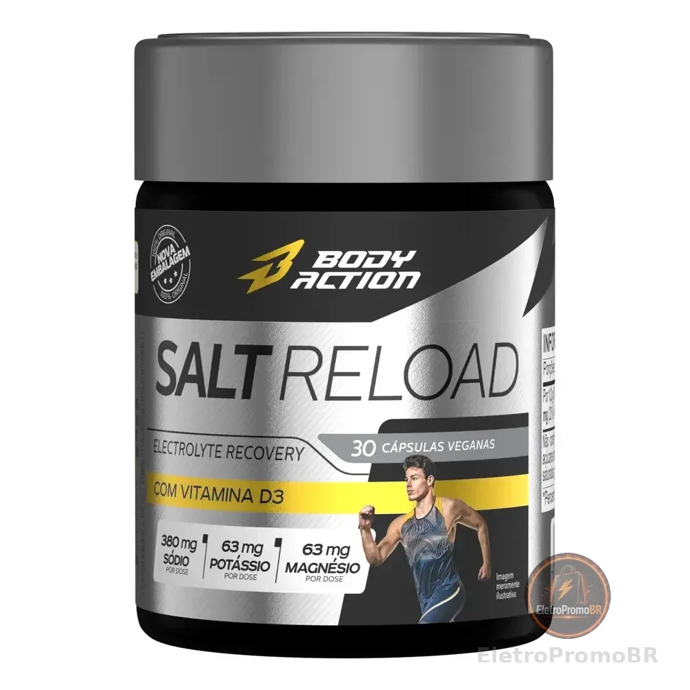 Salt Reload 30 Cápsulas Sal Premium Hidratação - Bodyaction Sabor Sem Sabor