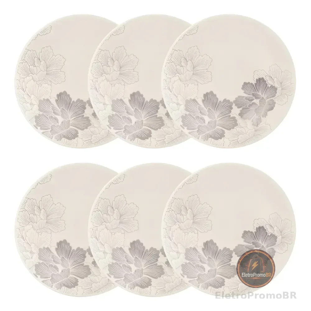 Jogo De 6 Pratos Fundos 20,5 Cm Oxford Unni Balance Cor Cinza Multicor