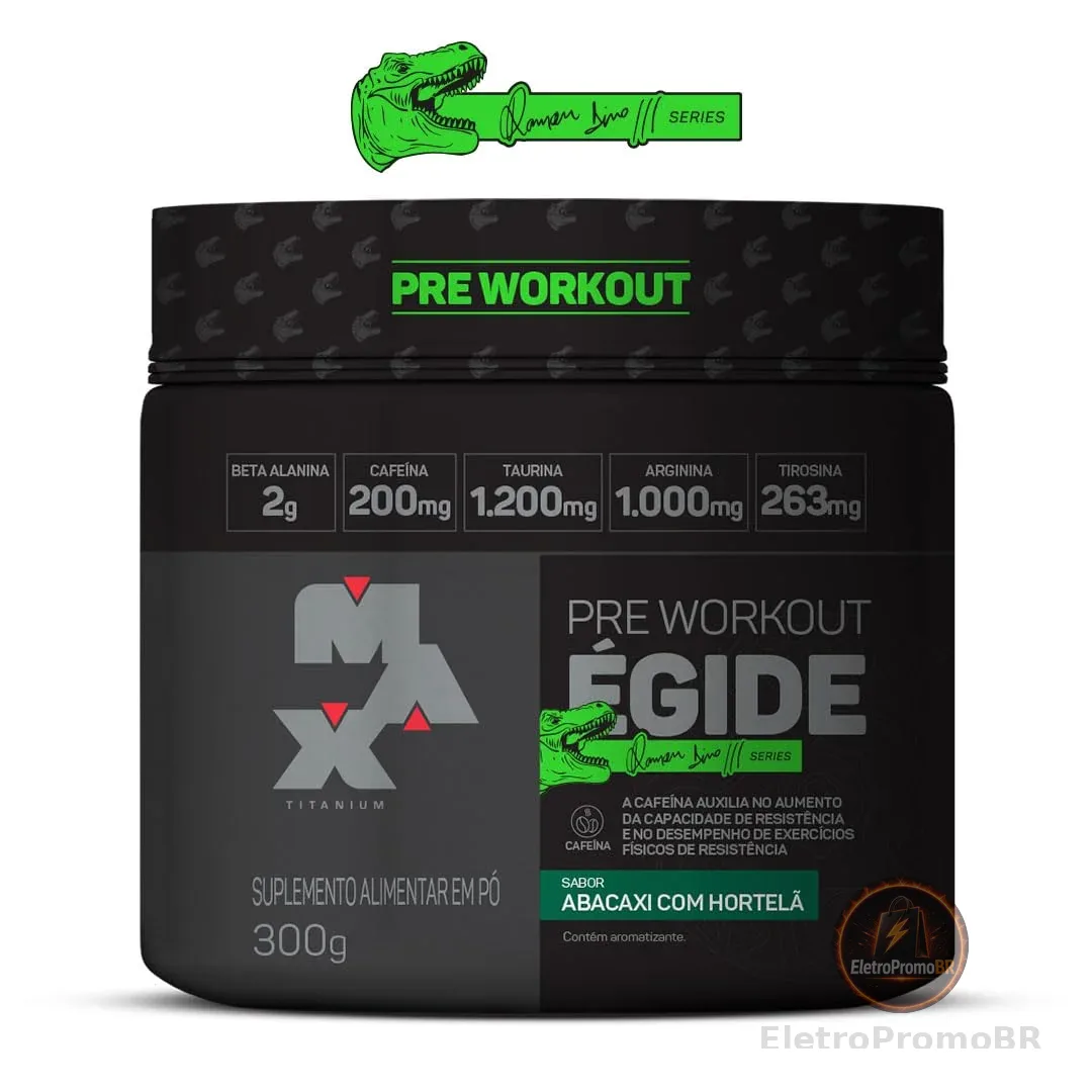 Pré Treino Égide Linha Dino Sabor Abacaxi Com Hortelã Pote 300g Max Titanium