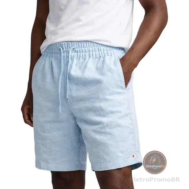 Shorts Linho Masculino Sandrini Casual Verão Confortável