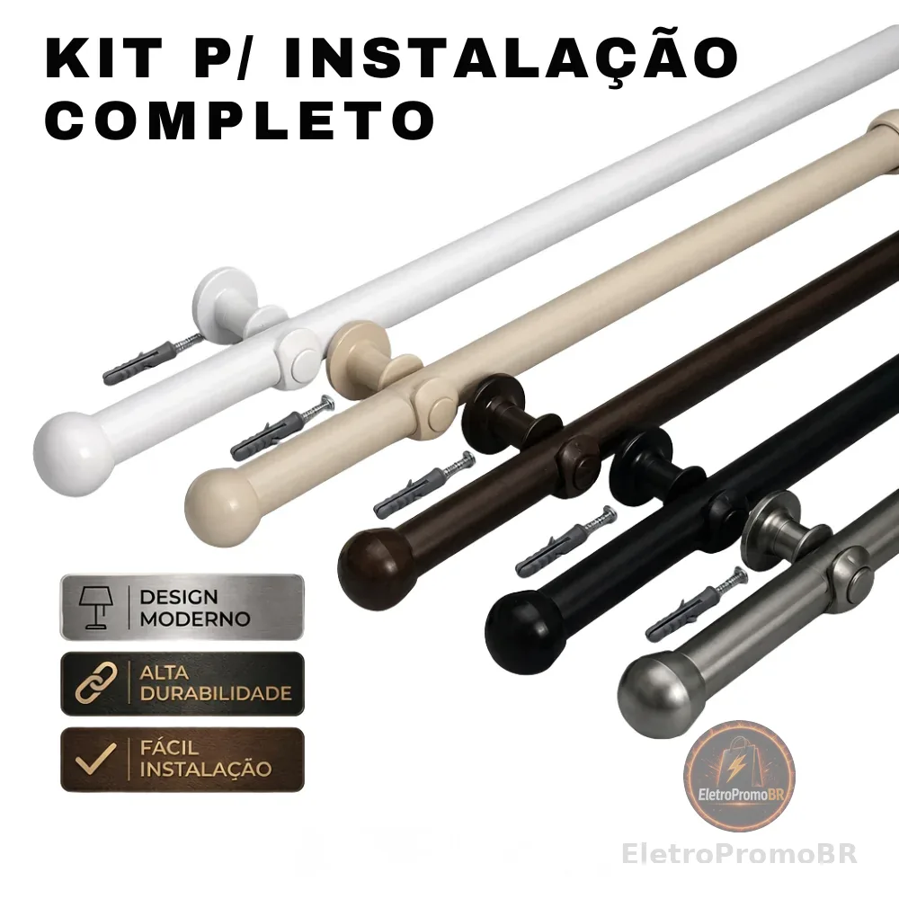 Varão Completo de Madeira 1,00mt a 3,00mt para Cortina Resistente Várias Cores e Tamanhos Envio Full Imedito