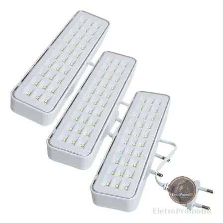 3 Luminárias Emergência Elgin Recarregável Lampada 30 Leds 127/220v 127/220v